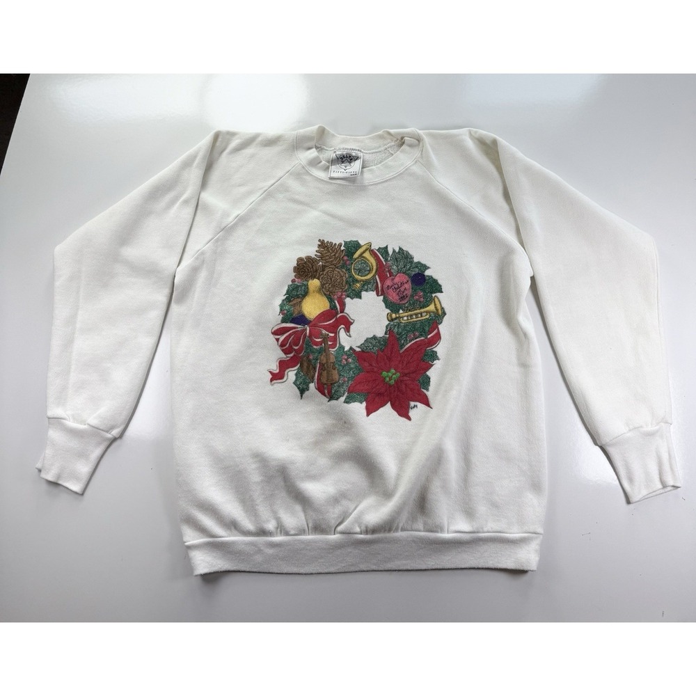 Vintage 1992 merry Christmas mom Sweatshirt L Delta 50/50 Pullover holiday USA